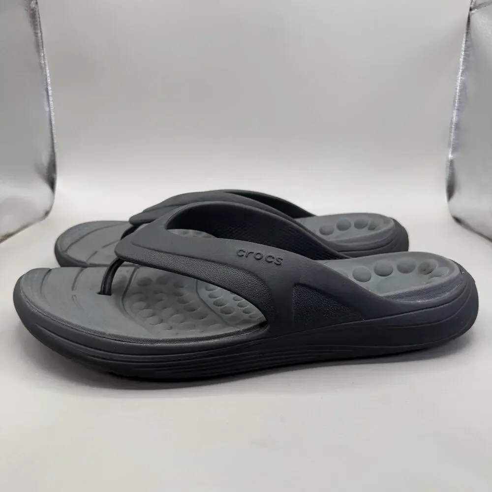 Crocs Reviva Sandals Shoes Mens Size 11 Gray Thong Flip Flop Comfort 205545